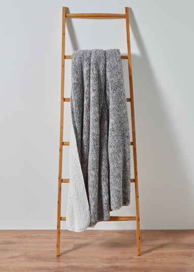 Grey Frosted Teddy Fleece Throw