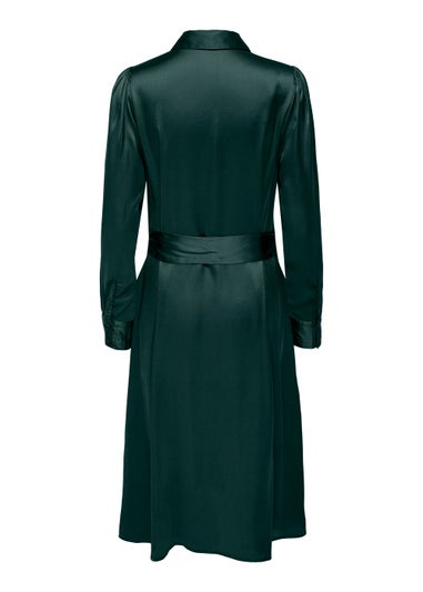 JDY Fifi Green Long Sleeve Midi Shirt Dress