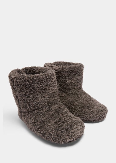 Charcoal Fluffy Boot Slippers