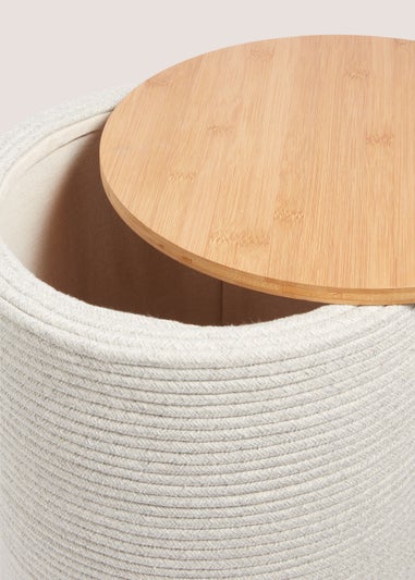 Cream Cotton Rope Storage Pouffe (34cm x 34cm x 43cm)