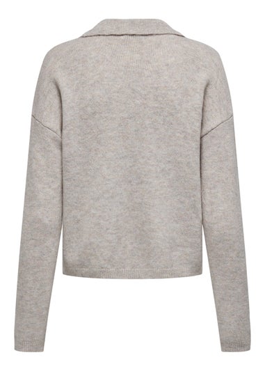 JDY Rue Grey Long Sleeve Knitted Sweatshirt