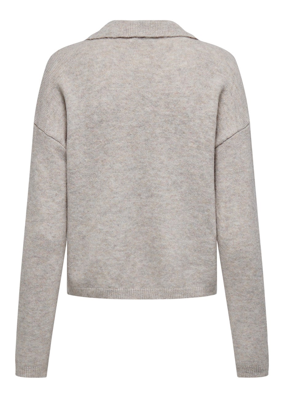 JDY Rue Grey Long Sleeve Knitted Sweatshirt
