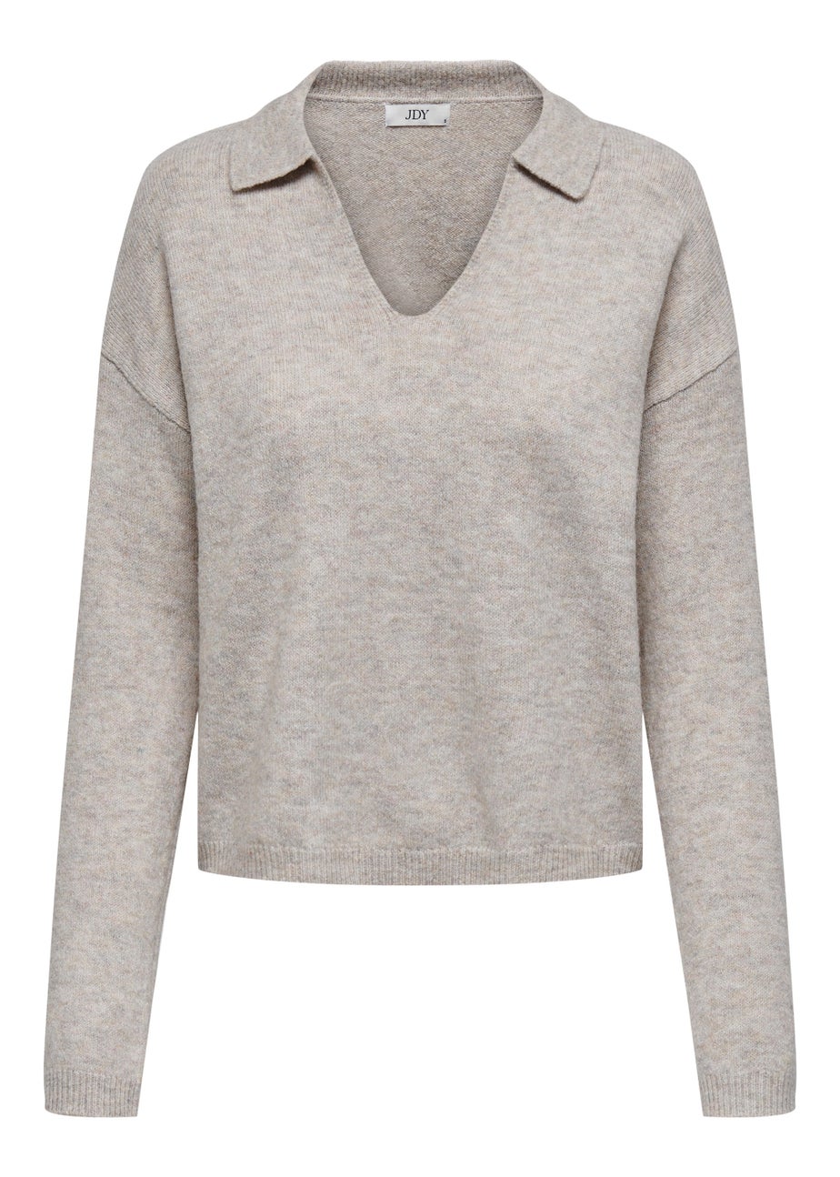 JDY Rue Grey Long Sleeve Knitted Sweatshirt