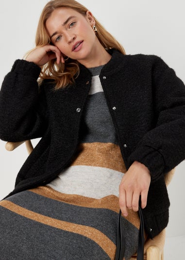 JDY Rue Grey Stripe Long Sleeve Midi Dress