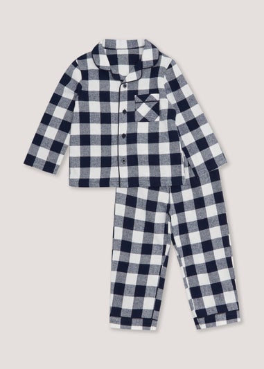 Boys Navy Check Print Woven Pyjama Set (9mths-5yrs)