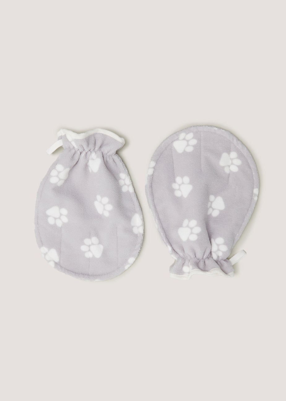 2 Pack Grey Pet Drying Mitts (26cm x 21cm)