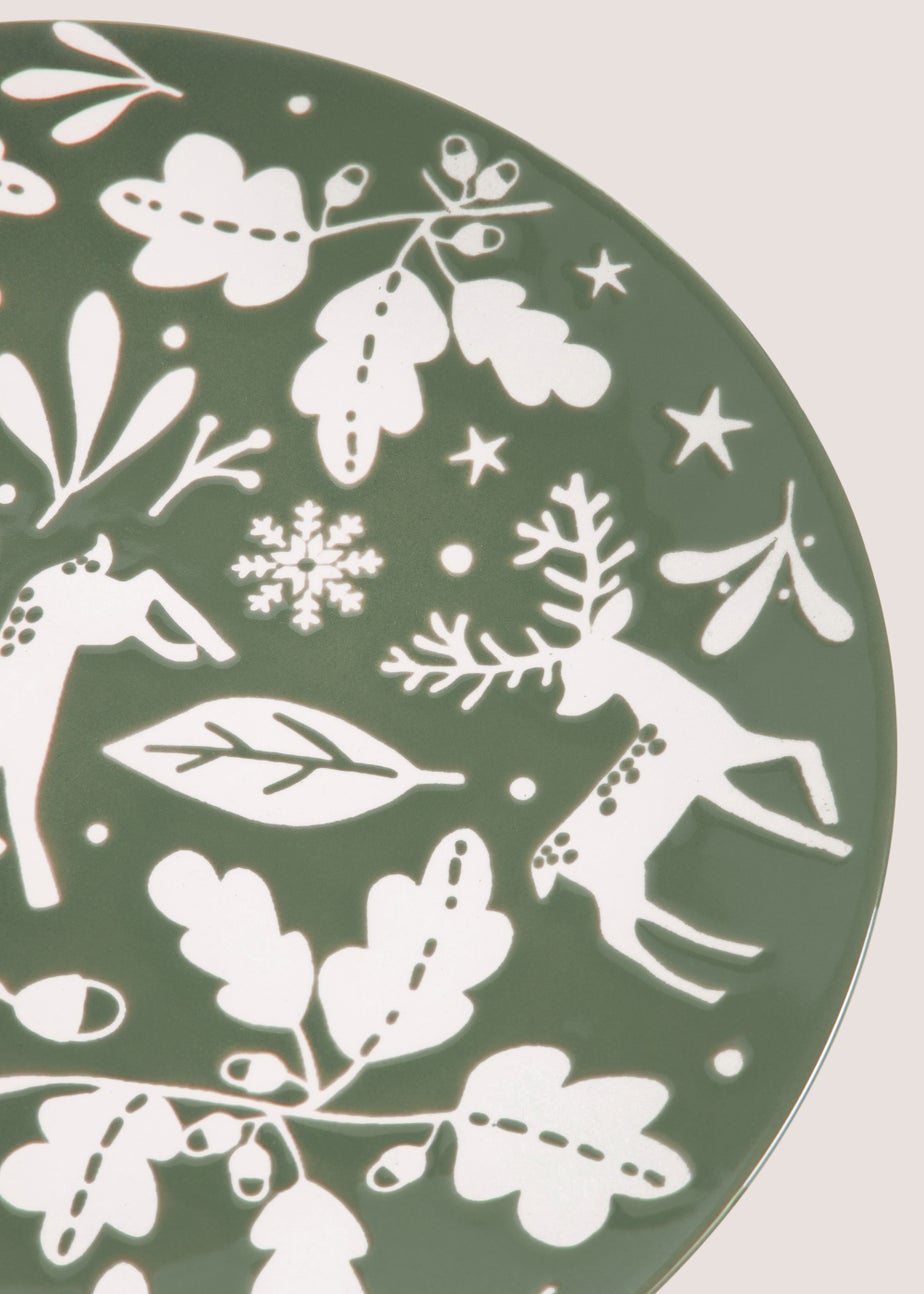 Green Christmas Stag Dinner Plate (27cm)