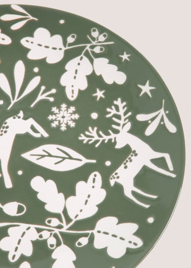 Green Christmas Stag Dinner Plate (27cm)