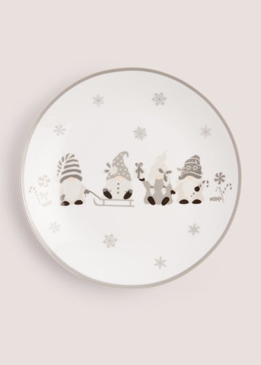 Grey Christmas Gnome Dinner Plate (27cm)