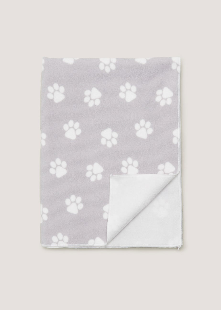 Grey Paw Print Pet Towel (120cm x 80cm)