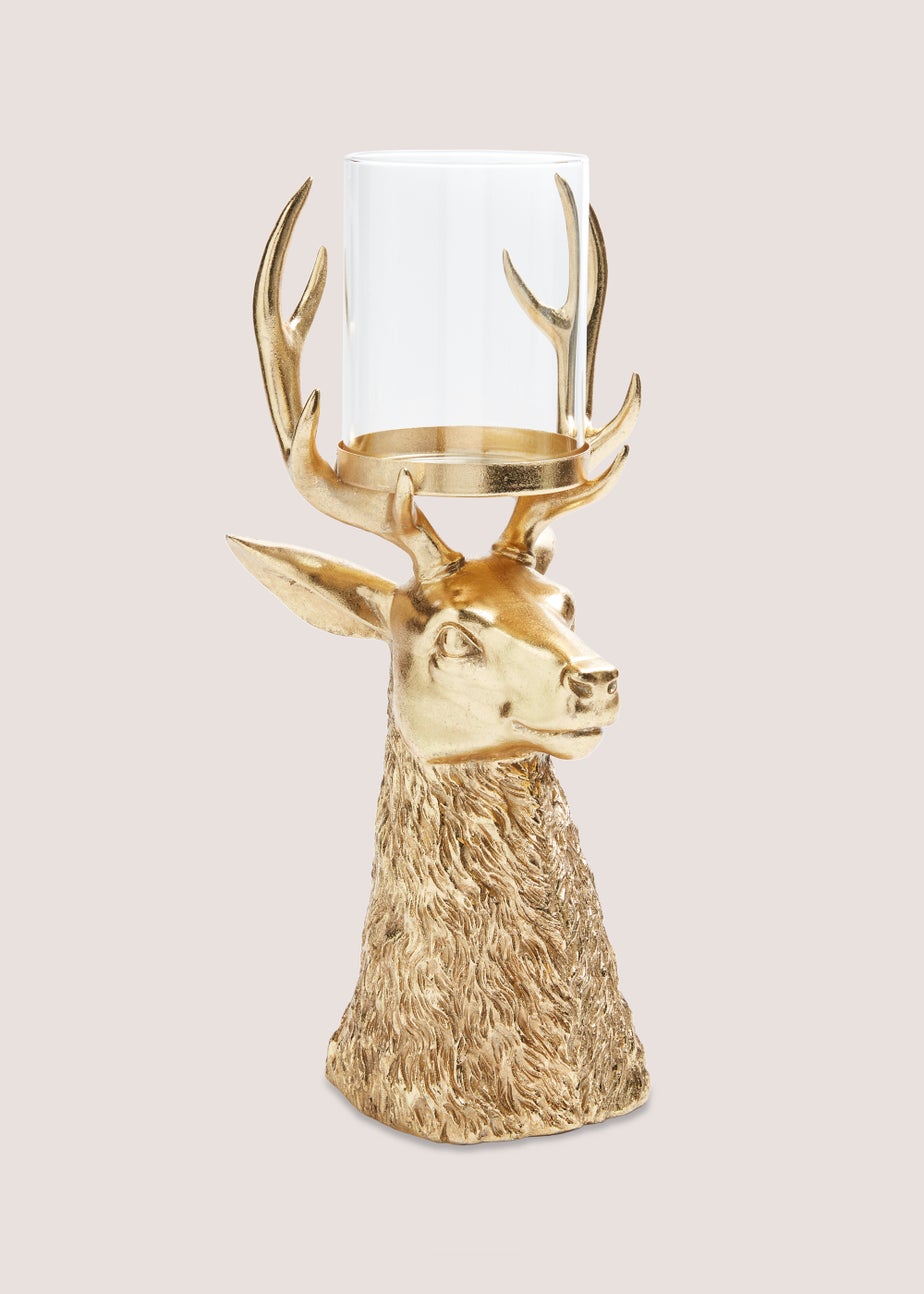 Gold Stag Candle Holder (23cm x 9cm)