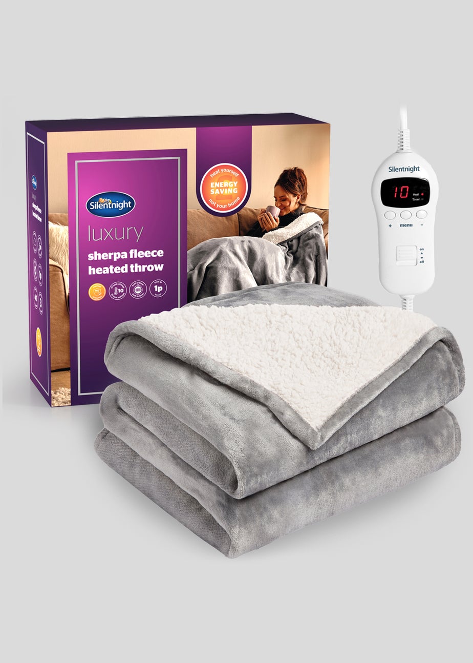 Silentnight Grey Luxury Teddy Fleece Heated Throw