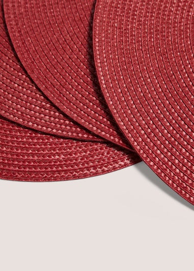 4 Pack Red Woven Placemats (35cm)