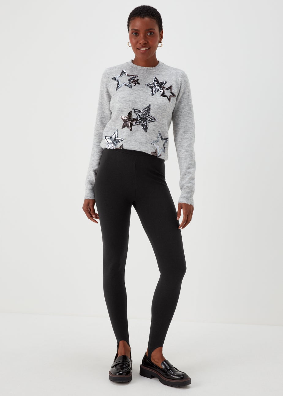 Black Stirrup Ponte Leggings