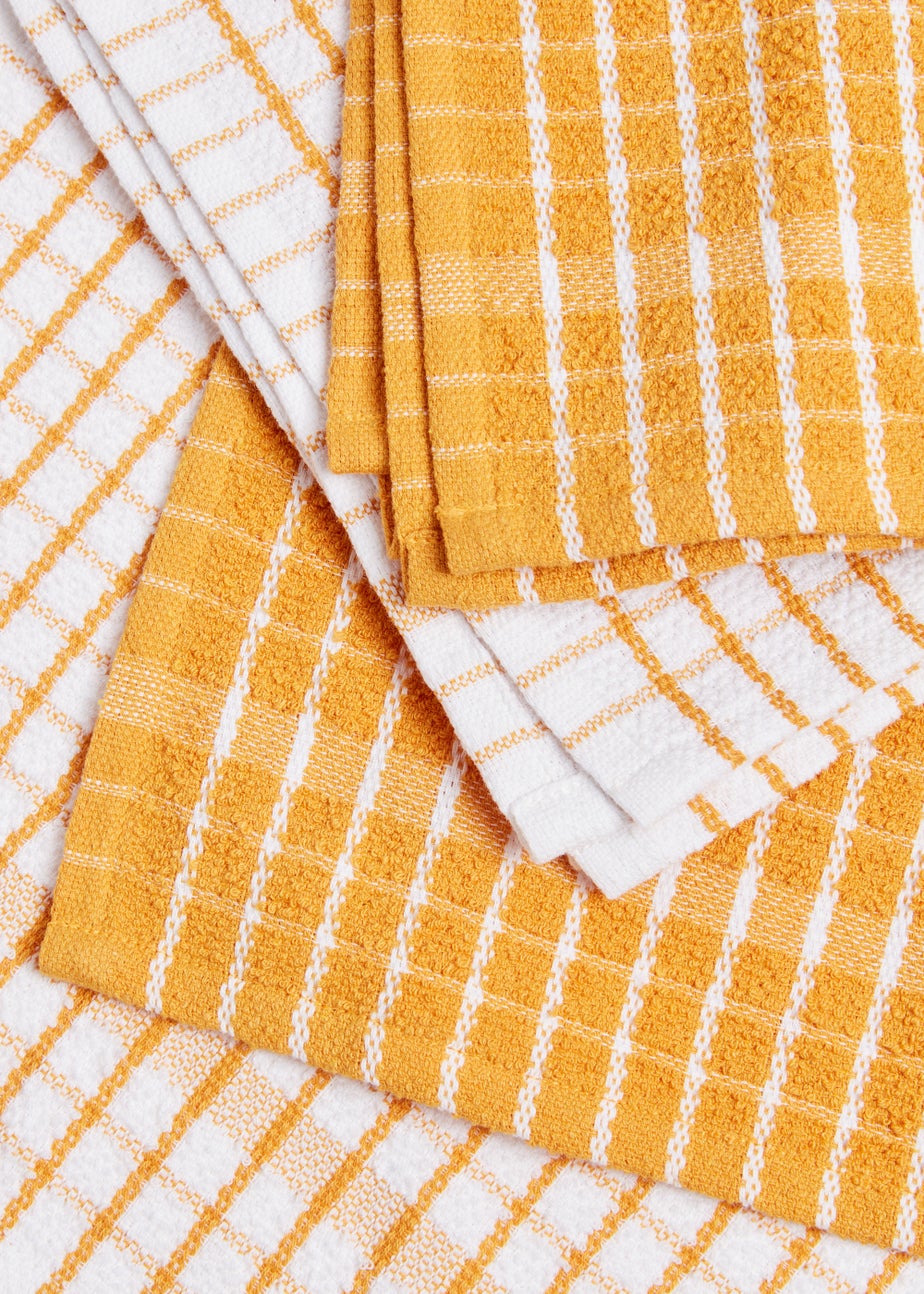 4 Pack Yellow Check Tea Towels