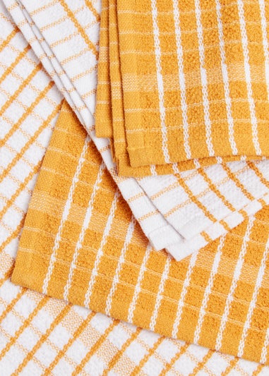 4 Pack Yellow Check Tea Towels