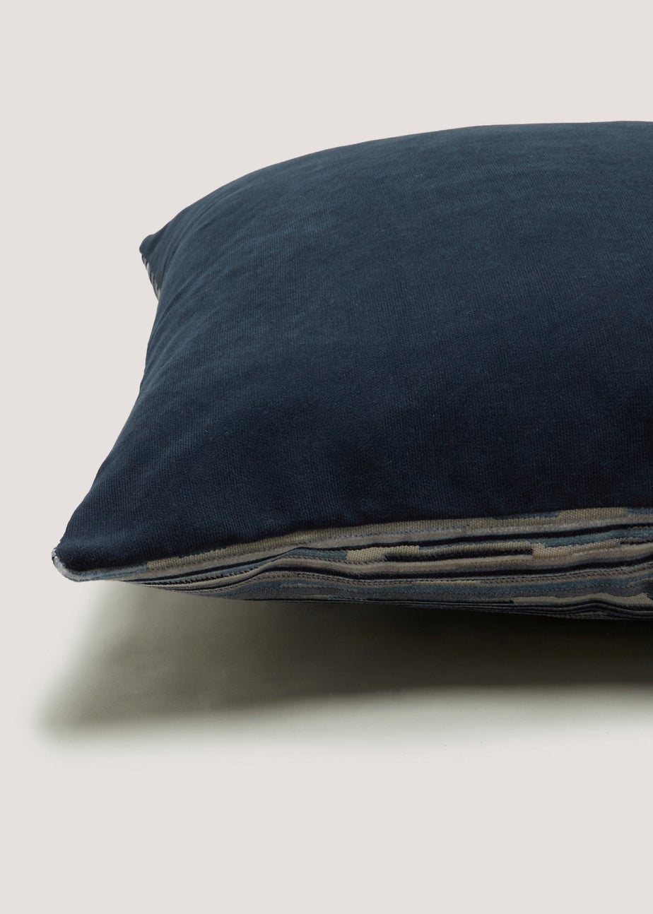 Blue Velvet Stripe Cushion