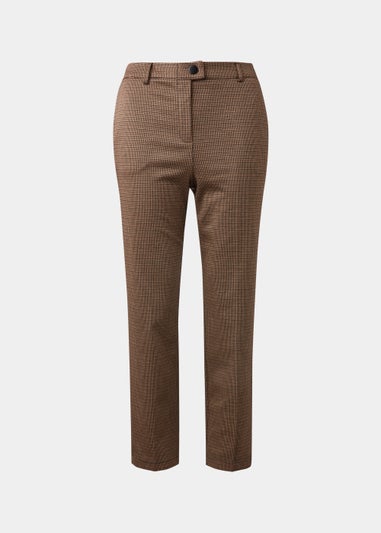 Brown Check Elasticated Trousers