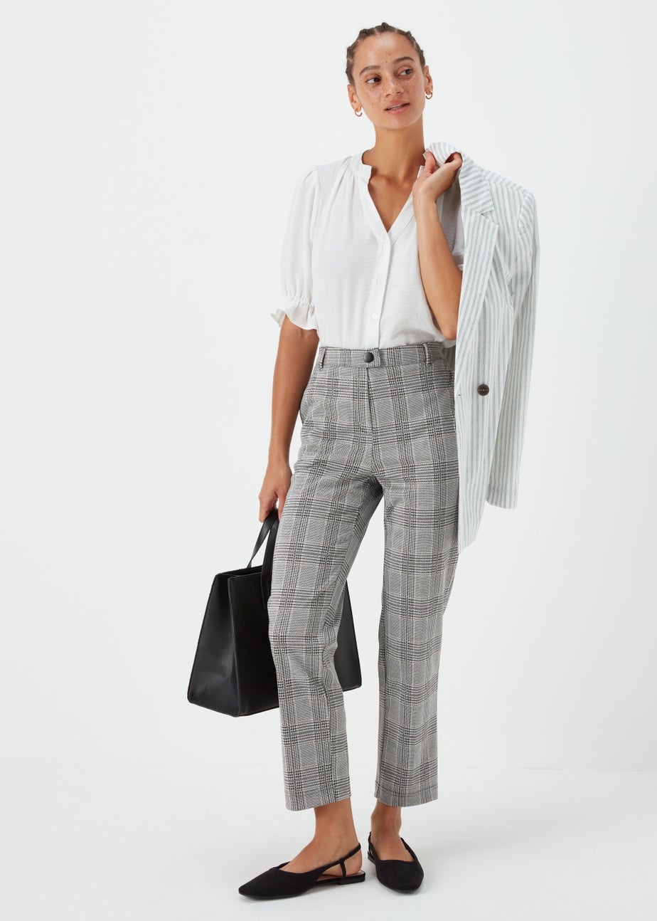 Grey Check Elasticated Trousers