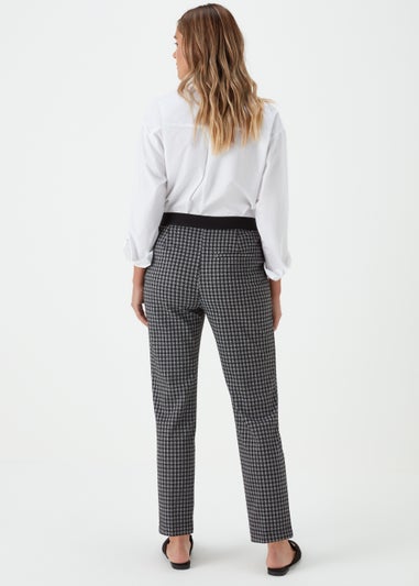 Grey Dogtooth Check Elasticated Trousers
