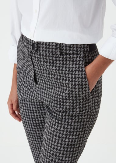 Grey Dogtooth Check Elasticated Trousers