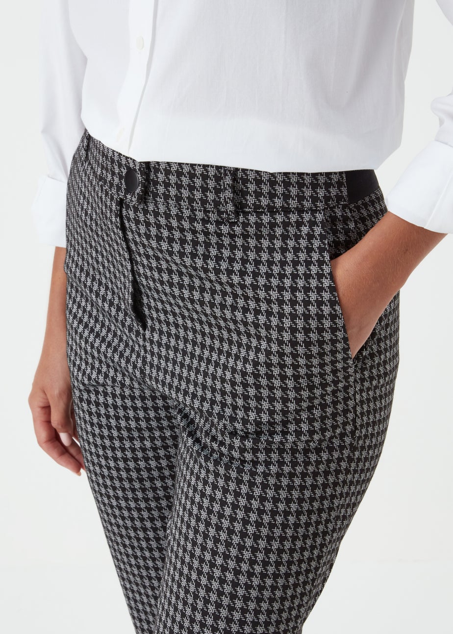 Grey Dogtooth Check Elasticated Trousers