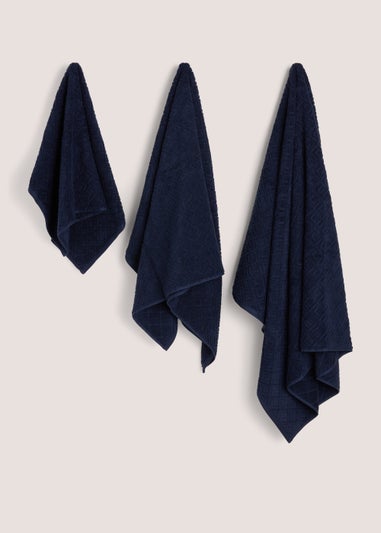 Navy Block 100% Cotton Towels