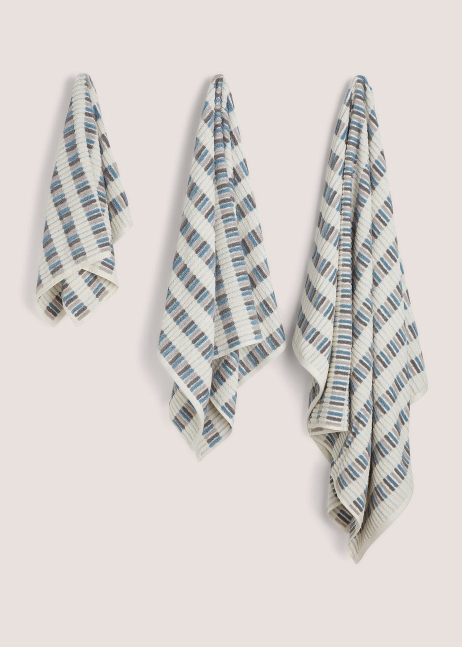 Multicoloured 100% Cotton Dash Stripe Towels