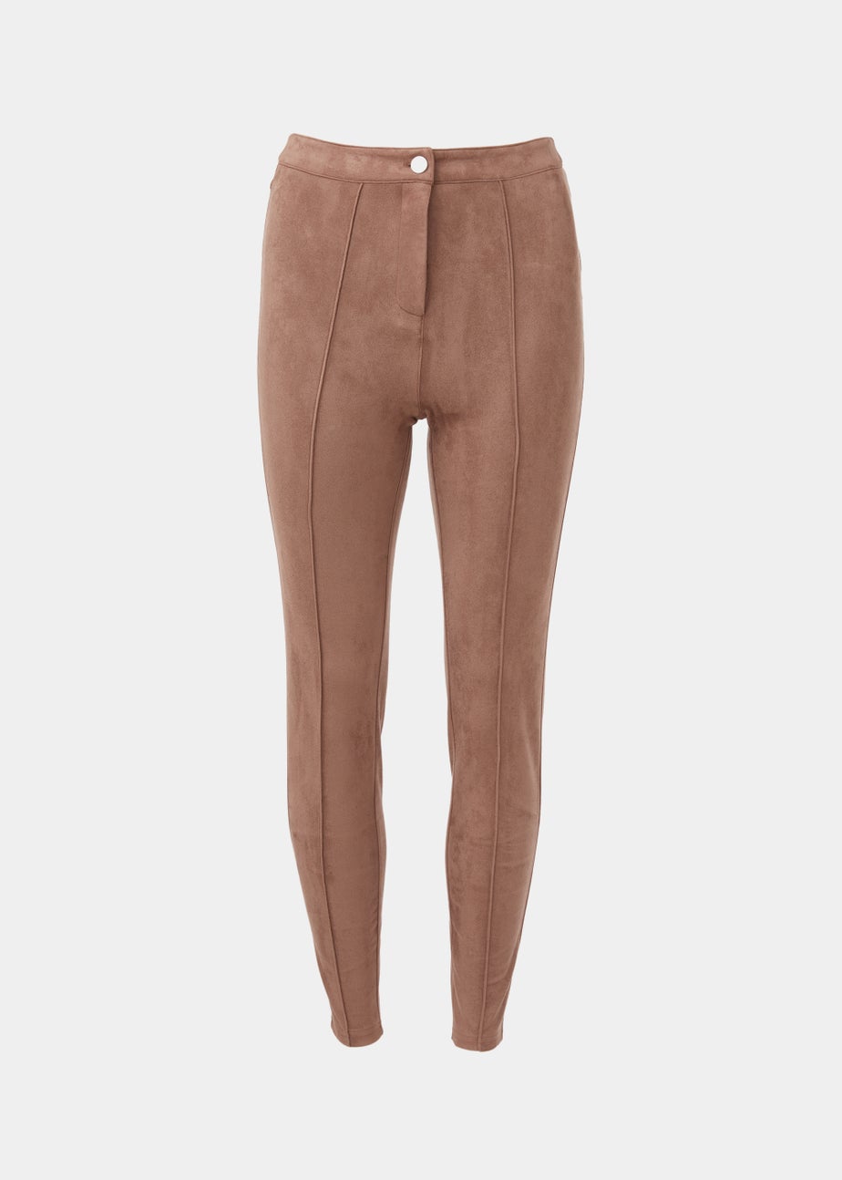 Brown Faux Suede Skinny Trousers