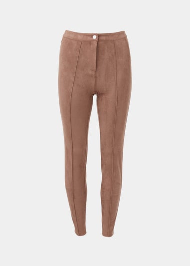 Brown Faux Suede Skinny Trousers