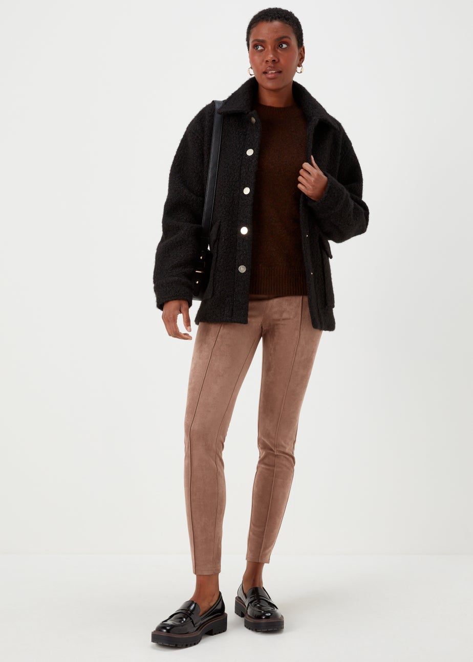 Brown Faux Suede Skinny Trousers