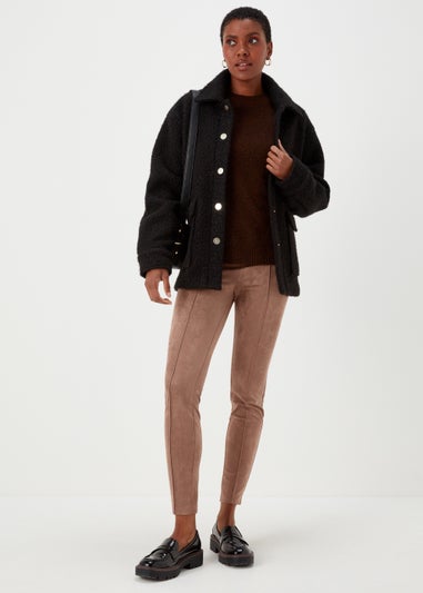 Brown Faux Suede Skinny Trousers