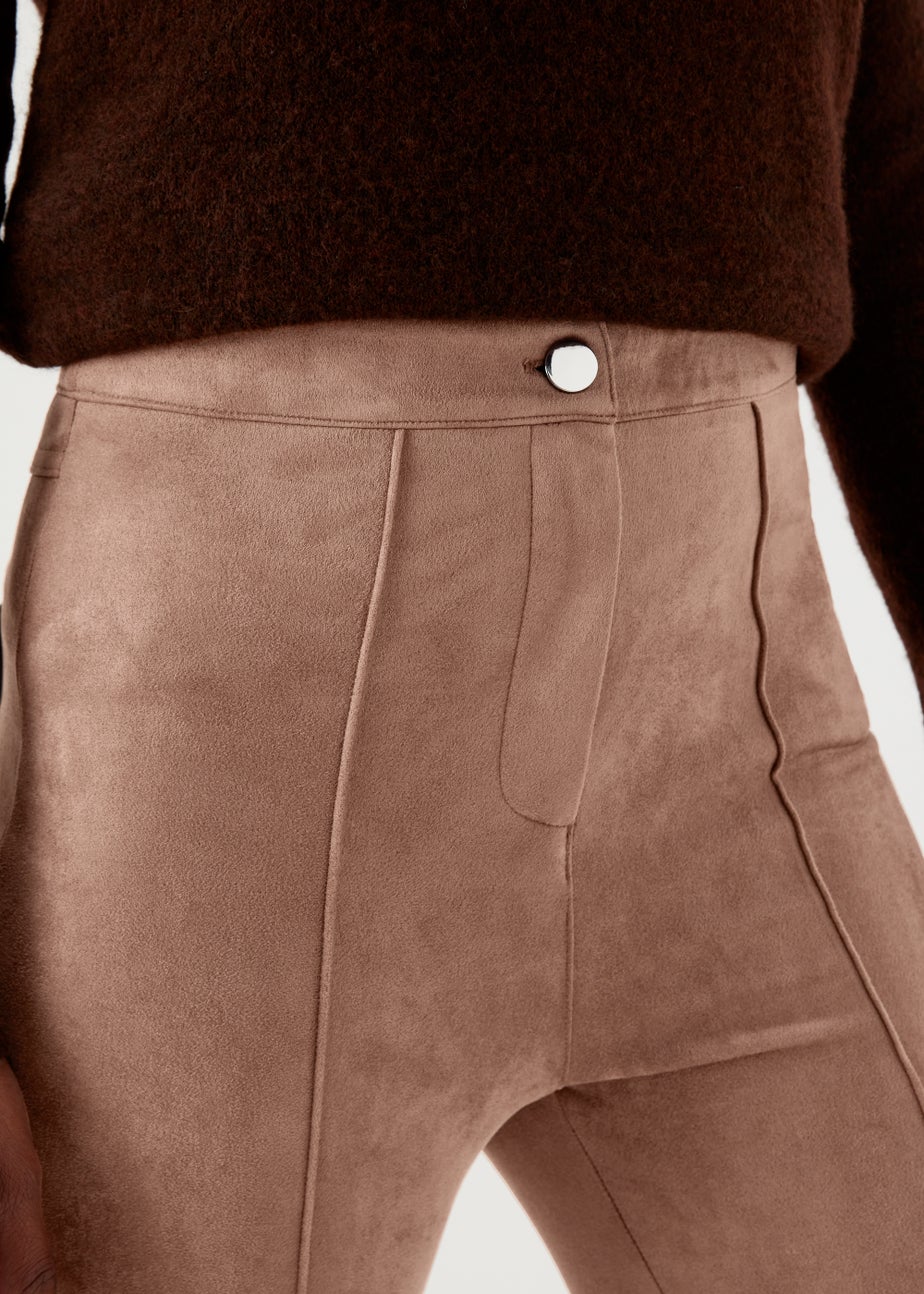 Brown Faux Suede Skinny Trousers