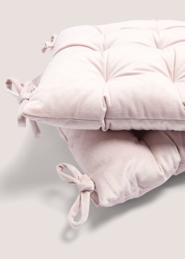2 Pack Pink Velvet Seat Pads (41cm x 41cm x 8cm)