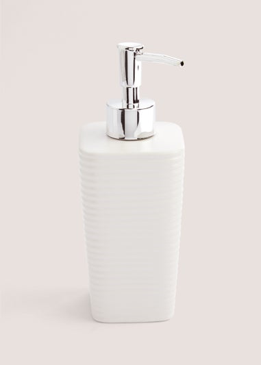 White Ceramic Soap Dispenser (18cm x 7.5cm x 7.5cm)