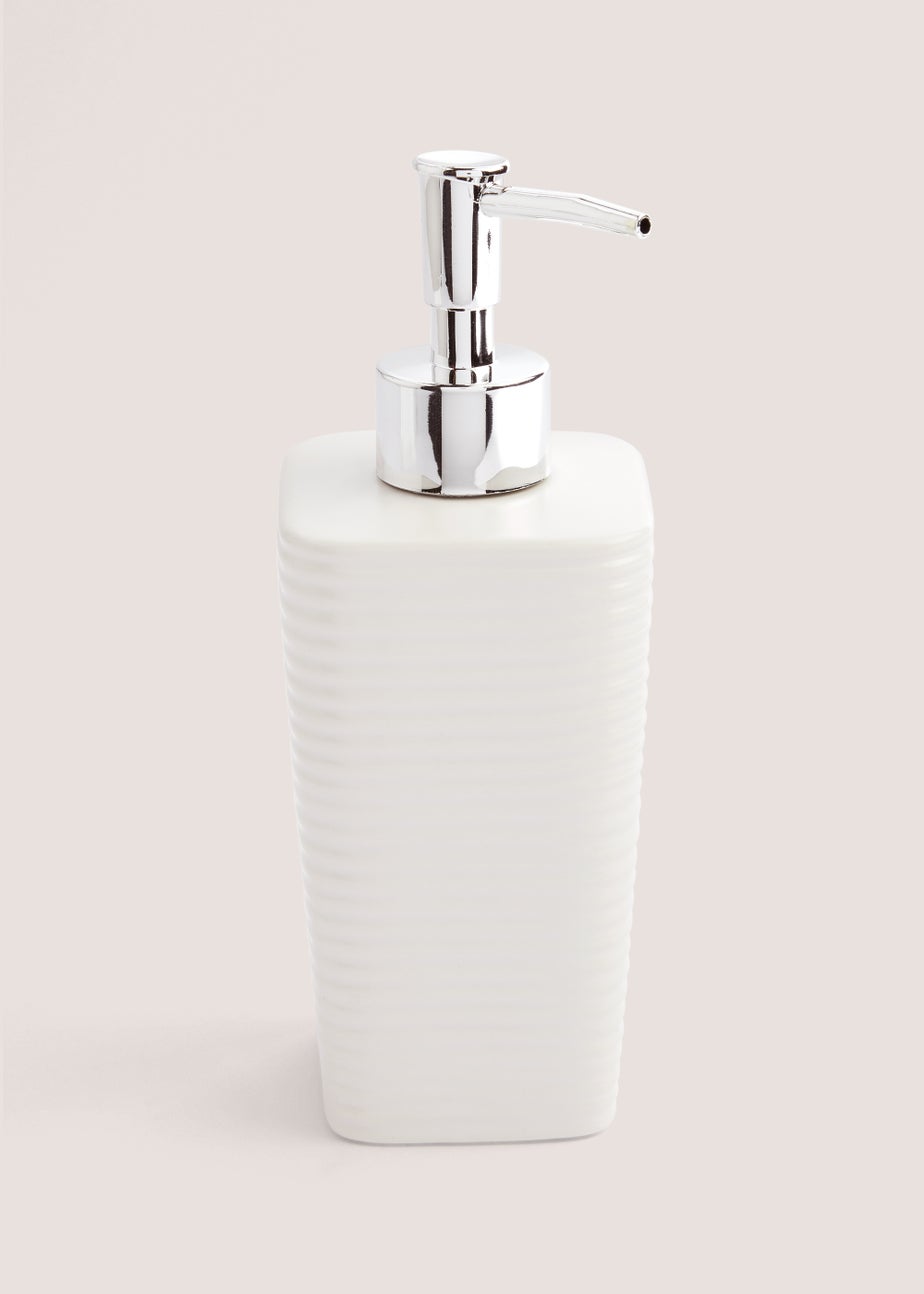 White Ceramic Soap Dispenser (18cm x 7.5cm x 7.5cm)