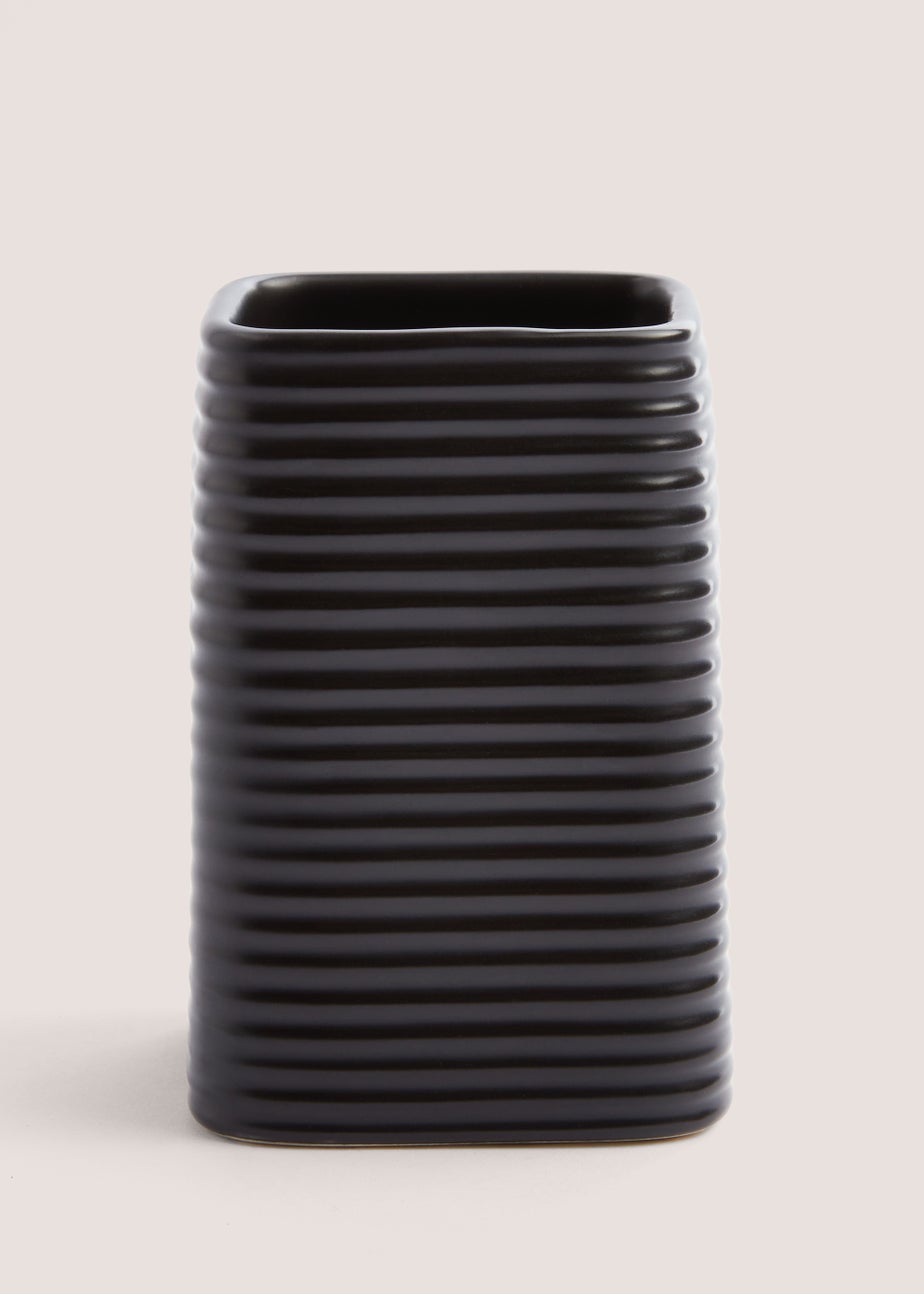 Black Ceramic Bathroom Tumbler - (7.5cm x 7.5cm x 11.5cm)
