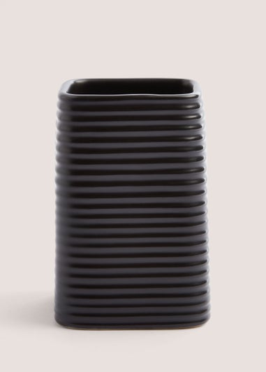 Black Ceramic Bathroom Tumbler - (7.5cm x 7.5cm x 11.5cm)