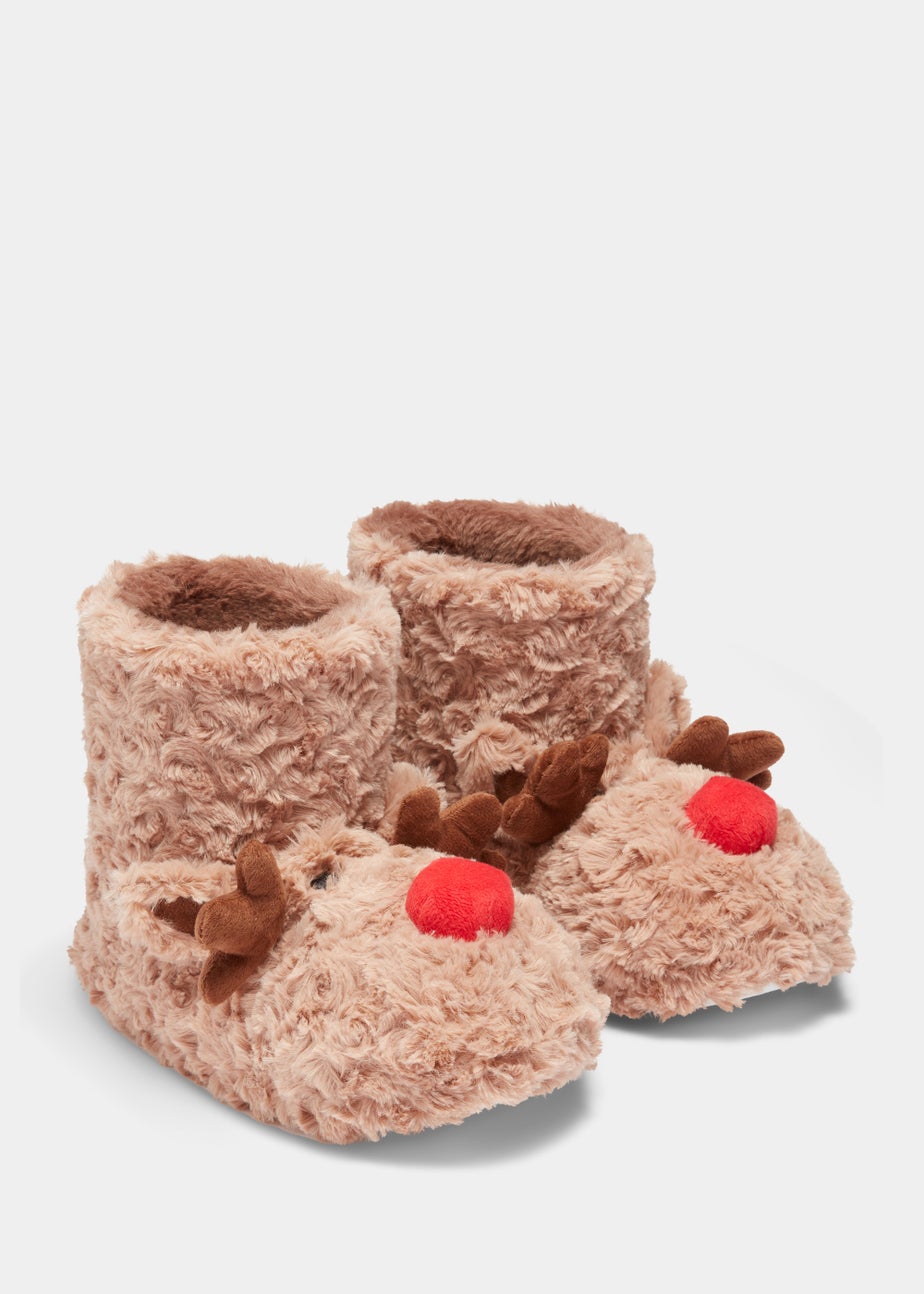 Brown Reindeer Christmas Boots