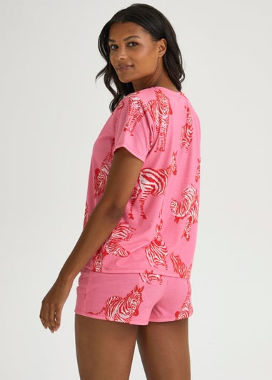 Pink Zebra Print Scrunchie Short Pyjama Set