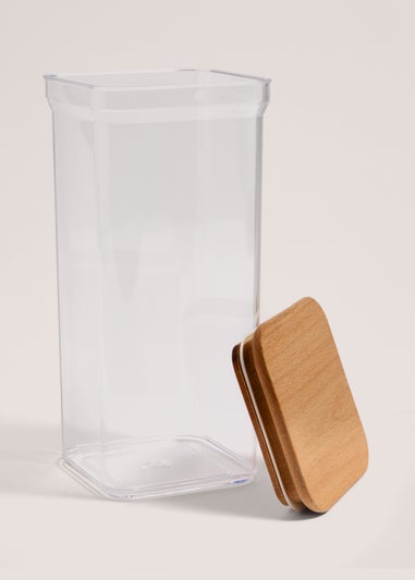 Clear Tall Square Wood Food Storage