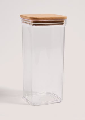 Clear Tall Square Wood Food Storage