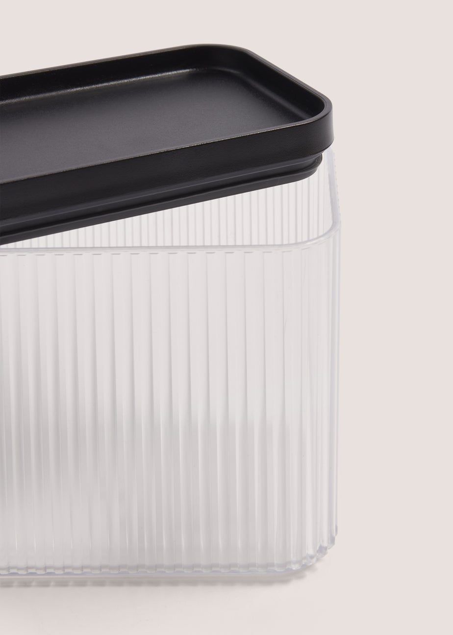 Clear Ribbed Plastic Storage with Black Lid (11cm x 14cm)
