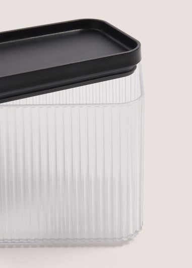 Clear Ribbed Plastic Storage with Black Lid (11cm x 14cm)