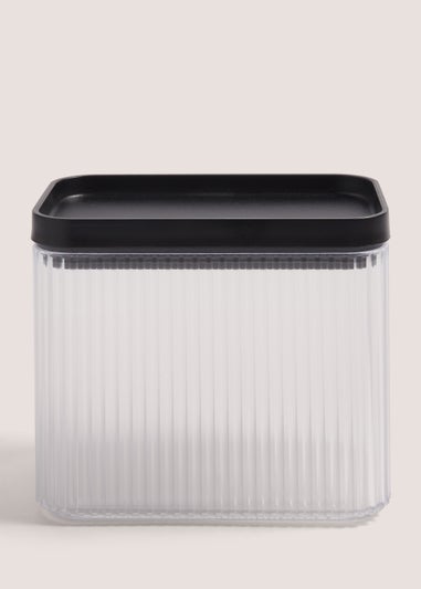 Clear Ribbed Plastic Storage with Black Lid (11cm x 14cm)