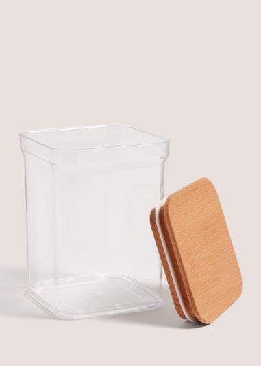 Clear Small Square Wood Food Storage