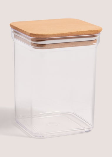 Clear Small Square Wood Food Storage