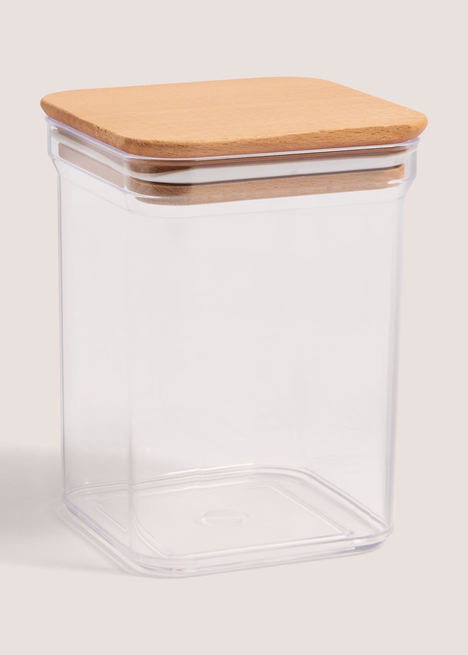 Clear Small Square Wood Food Storage