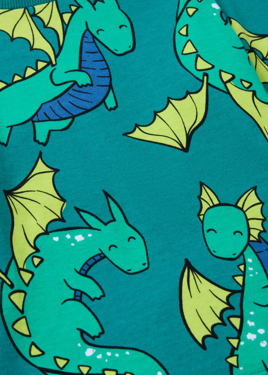 Boys Green Dragon Oversized Pyjama Set (9mths-5yrs)