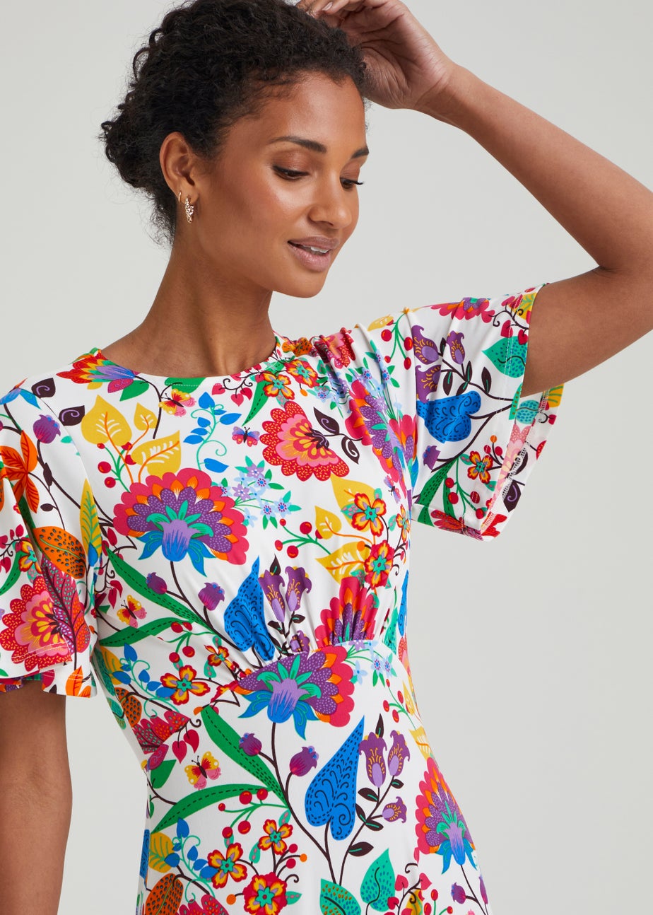 Et Vous Multicoloured Floral Midi Dress